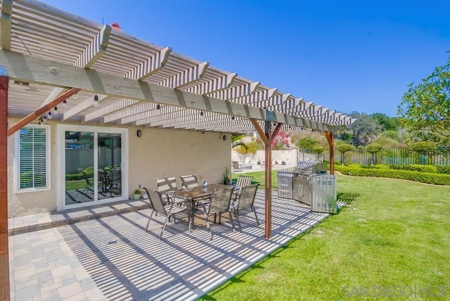 view of patio / terrace featuring a pergola