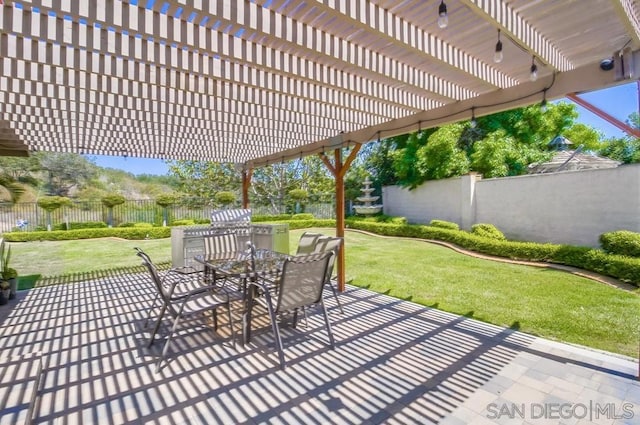 view of patio / terrace featuring a pergola