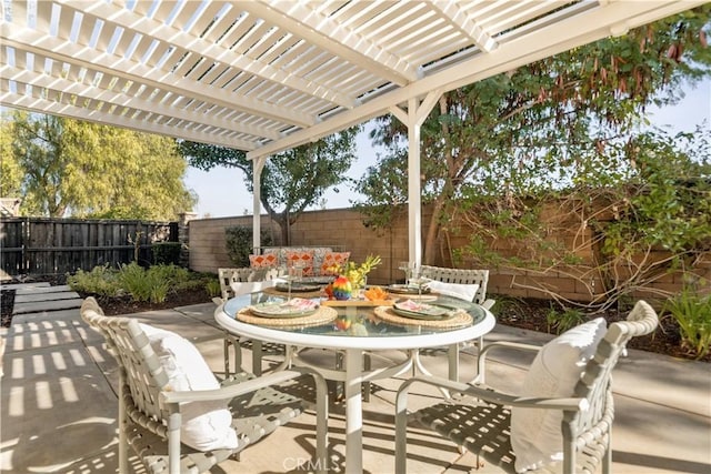 view of patio / terrace featuring a pergola