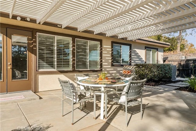 view of patio featuring a pergola