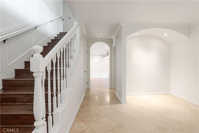 hallway with crown molding