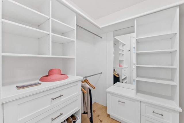 walk in closet featuring light hardwood / wood-style floors