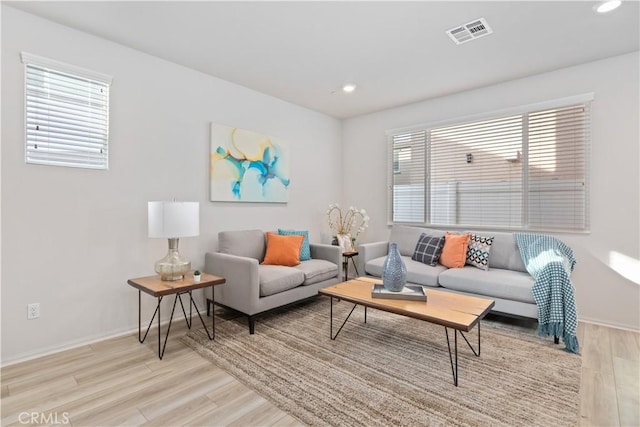 living room featuring light hardwood / wood-style floors