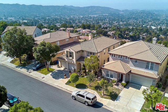 bird's eye view with a mountain view