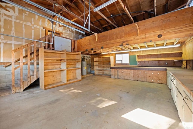 basement with water heater