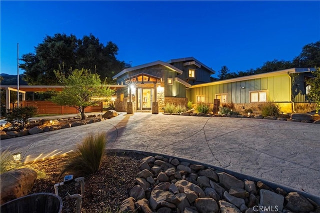 12475 Christmas Tree Rd, Ojai, CA 93023 - view of front of home featuring stone siding and board and batten siding