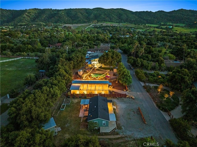 12475 Christmas Tree Rd, Ojai, CA 93023 - birds eye view of property featuring a wooded view and a mountain view