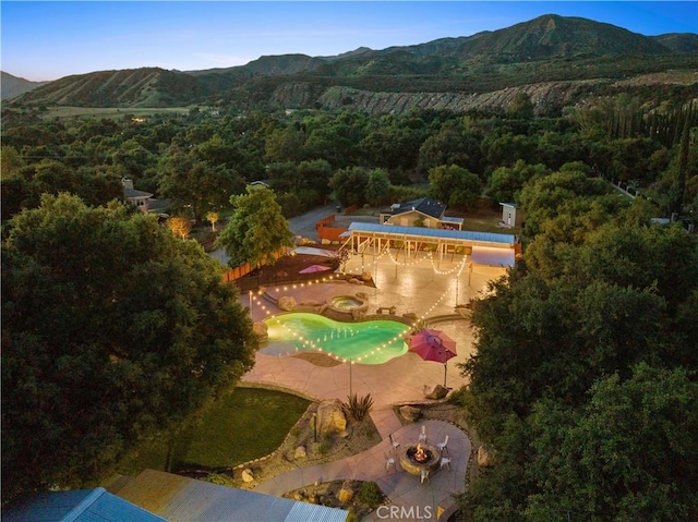 12475 Christmas Tree Rd, Ojai, CA 93023 - drone / aerial view with a wooded view and a mountain view