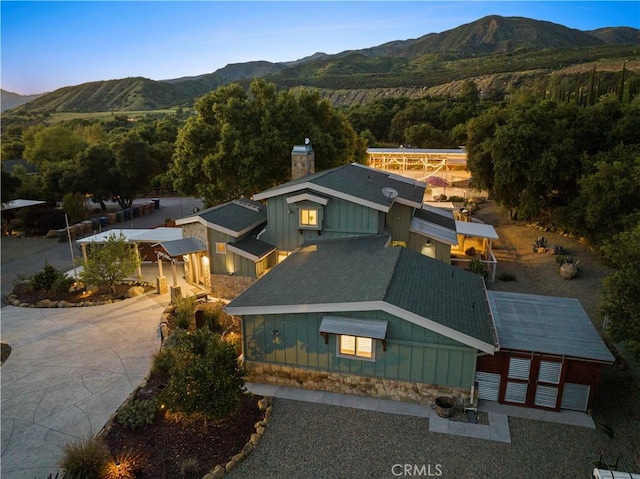 drone / aerial view with a mountain view