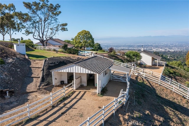 aerial view with a mountain view