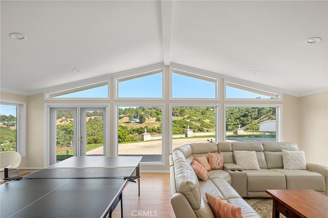 sunroom / solarium with lofted ceiling