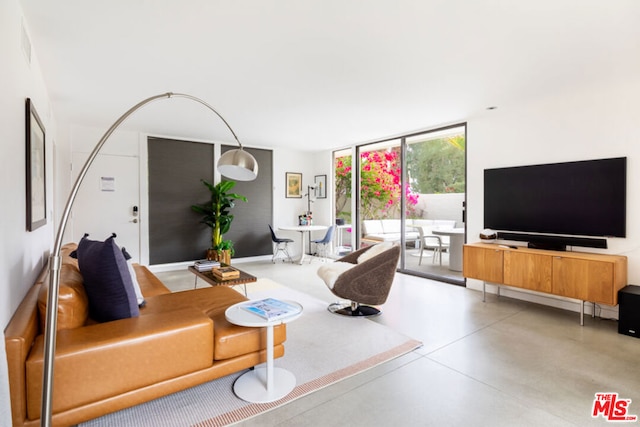 living room featuring expansive windows