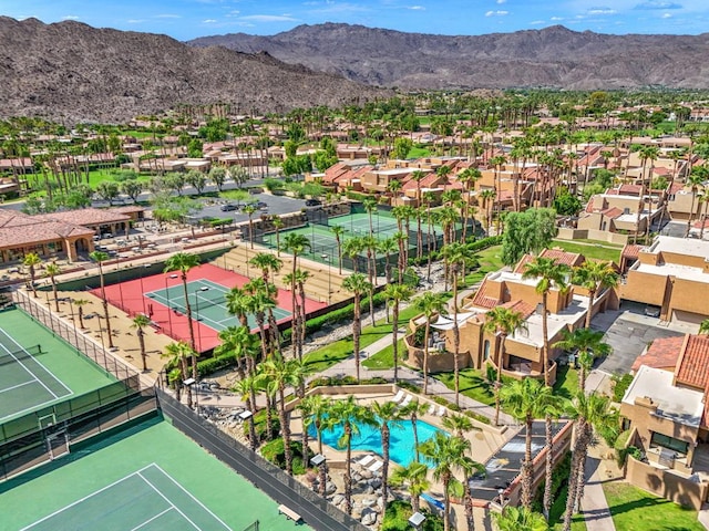 bird's eye view with a mountain view