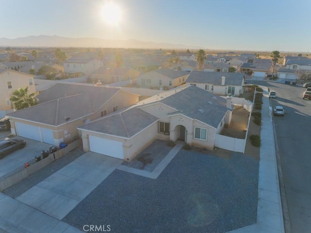 view of aerial view at dusk