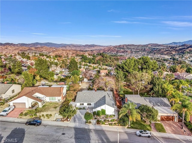 bird's eye view featuring a mountain view