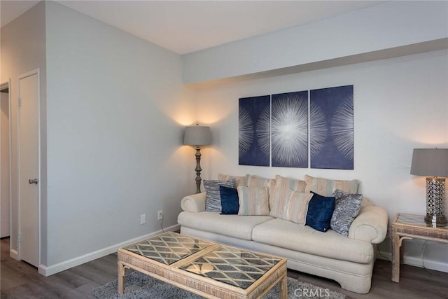 living room with hardwood / wood-style flooring