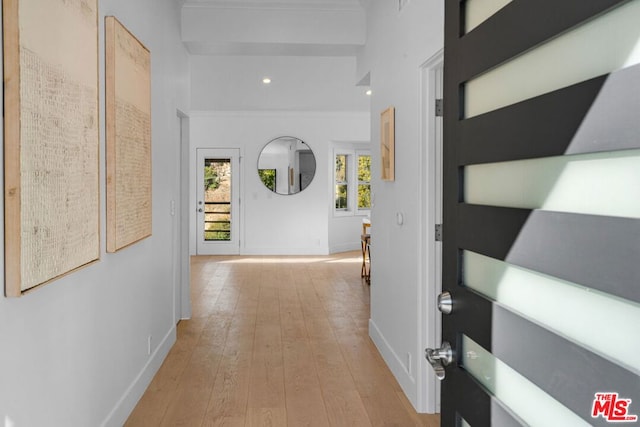 hall featuring light hardwood / wood-style floors