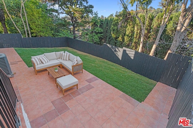 view of patio / terrace featuring an outdoor living space and central AC