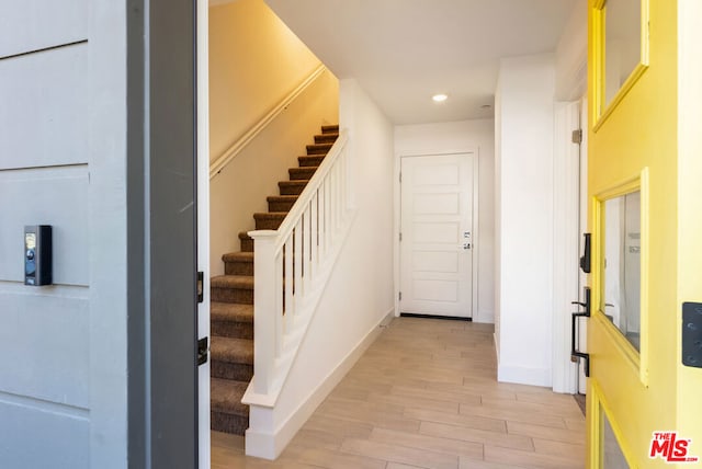 interior space with light hardwood / wood-style flooring