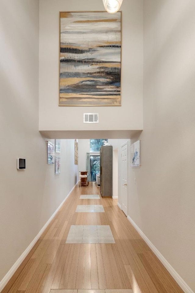 interior space with light hardwood / wood-style flooring