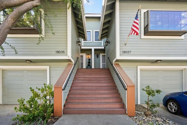 entrance to property with a garage