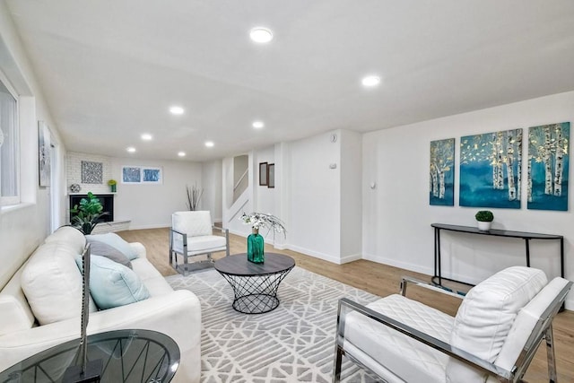 living room with light wood-type flooring