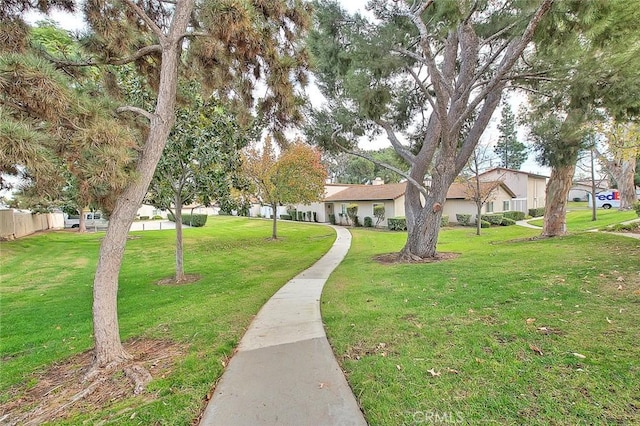 view of property's community featuring a yard