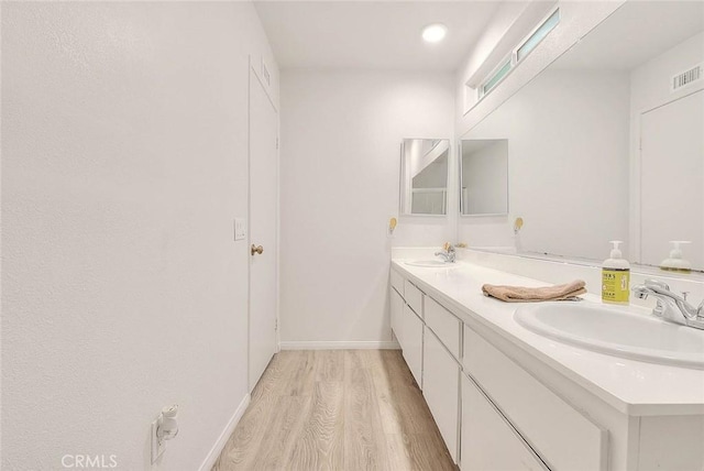 bathroom featuring wood-type flooring and vanity