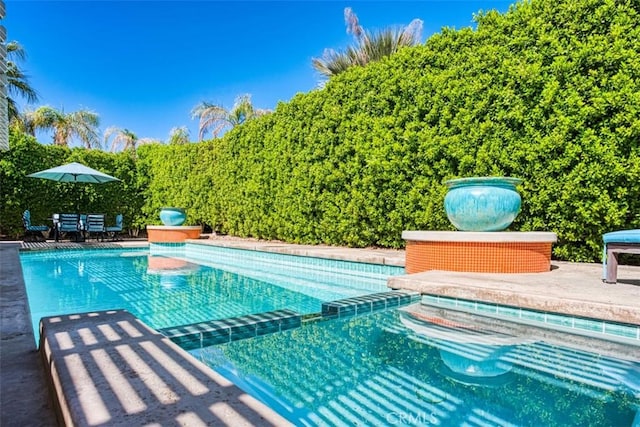 view of swimming pool with a patio