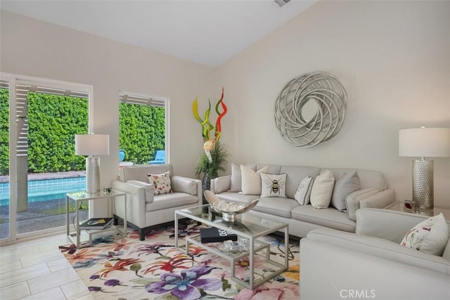 view of tiled living room