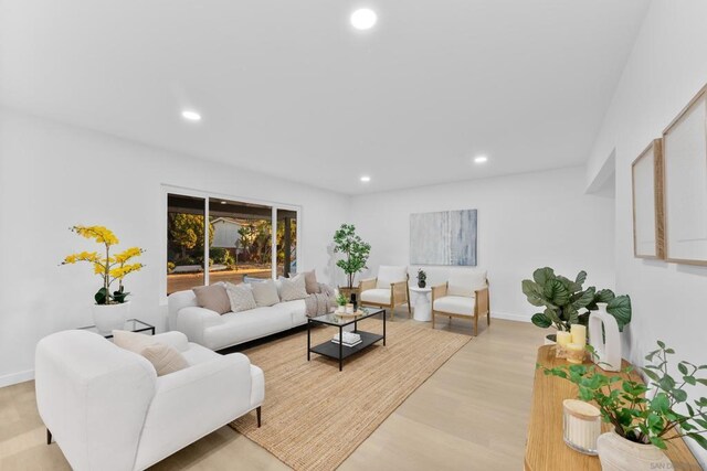 living room featuring light wood-type flooring