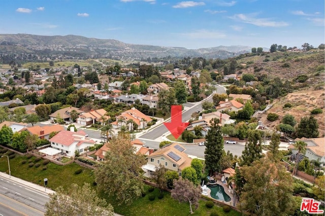 aerial view with a mountain view