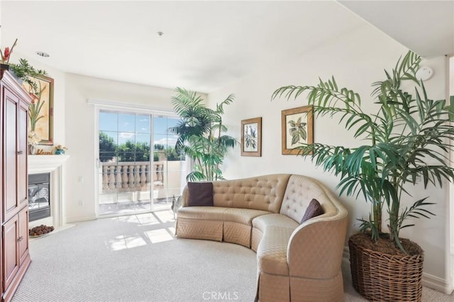 living room with light carpet