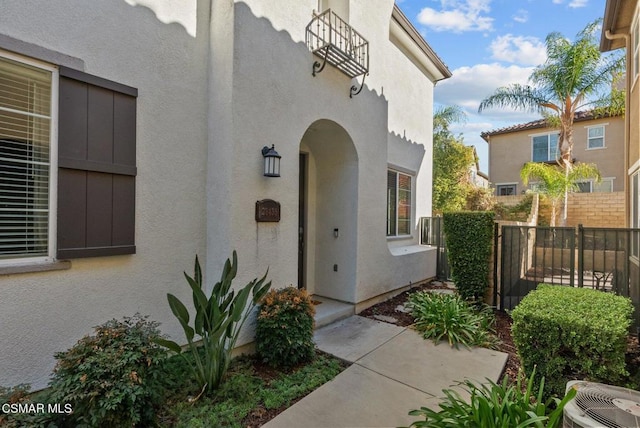 property entrance with central air condition unit