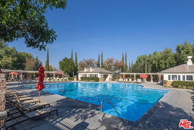 view of pool featuring a patio area