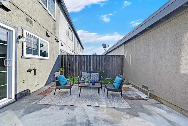 view of patio / terrace featuring an outdoor living space