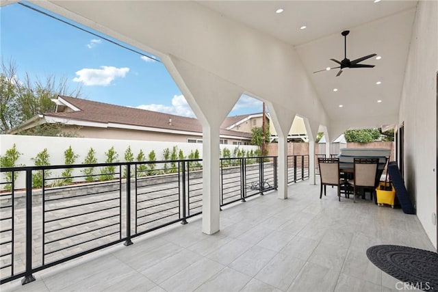 view of patio / terrace with ceiling fan