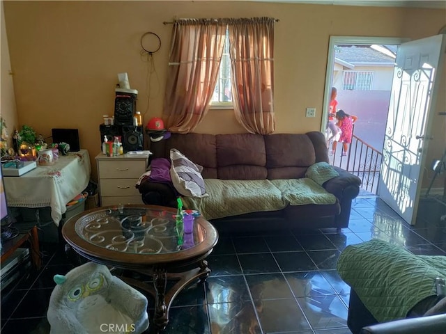 view of tiled living room