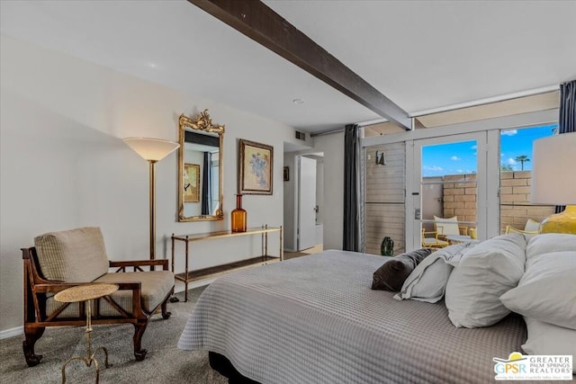 bedroom featuring beam ceiling