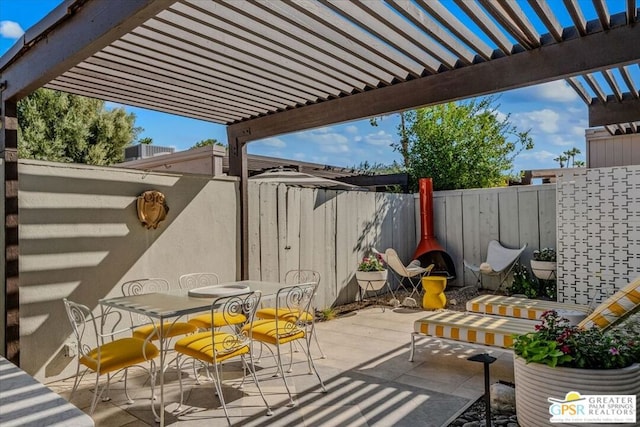 view of patio / terrace featuring a pergola