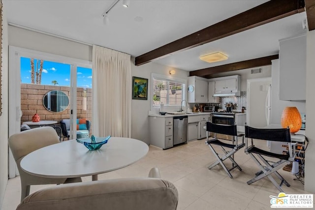 dining space with sink