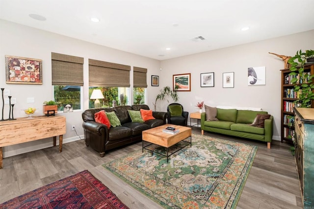 living room with hardwood / wood-style flooring