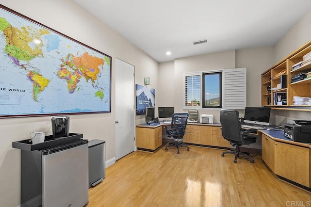 office featuring light wood-type flooring