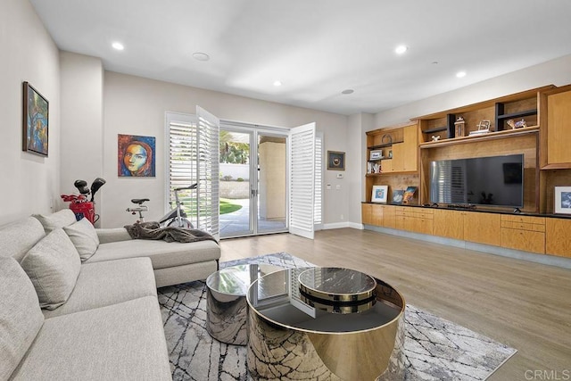 living room featuring light hardwood / wood-style flooring