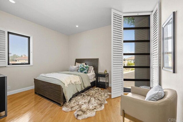 bedroom featuring light hardwood / wood-style flooring