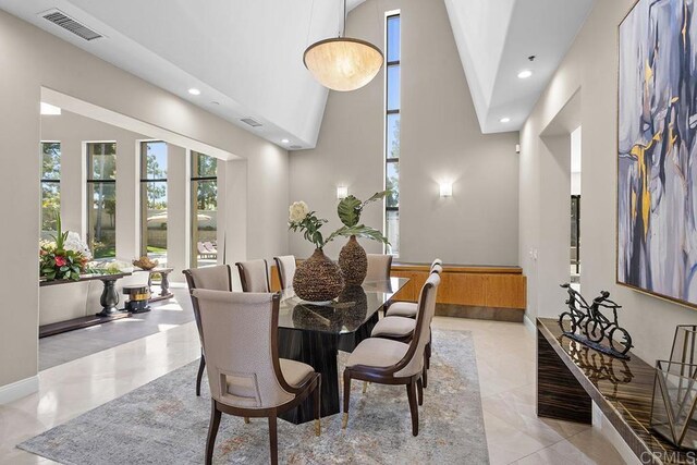 1107 Majestad Ln, Chula Vista, CA 91910 - dining area featuring visible vents, a high ceiling, and recessed lighting