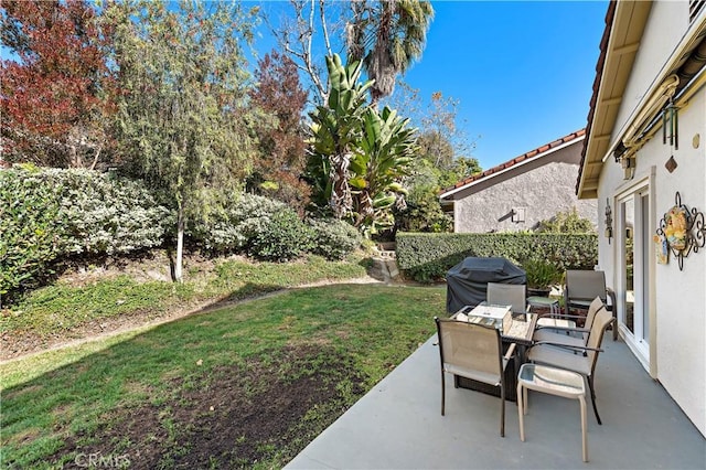 view of yard featuring a patio area