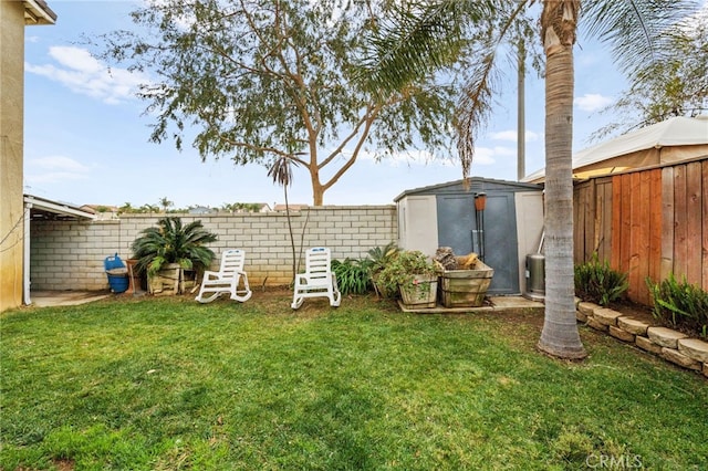 view of yard with cooling unit and a storage unit