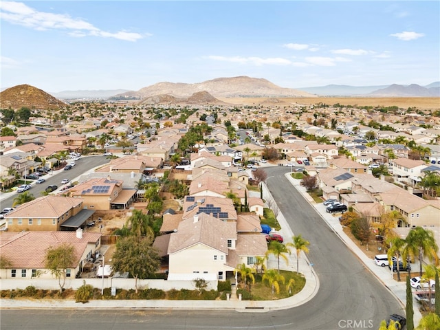 drone / aerial view with a mountain view