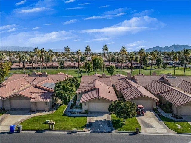 aerial view with a mountain view